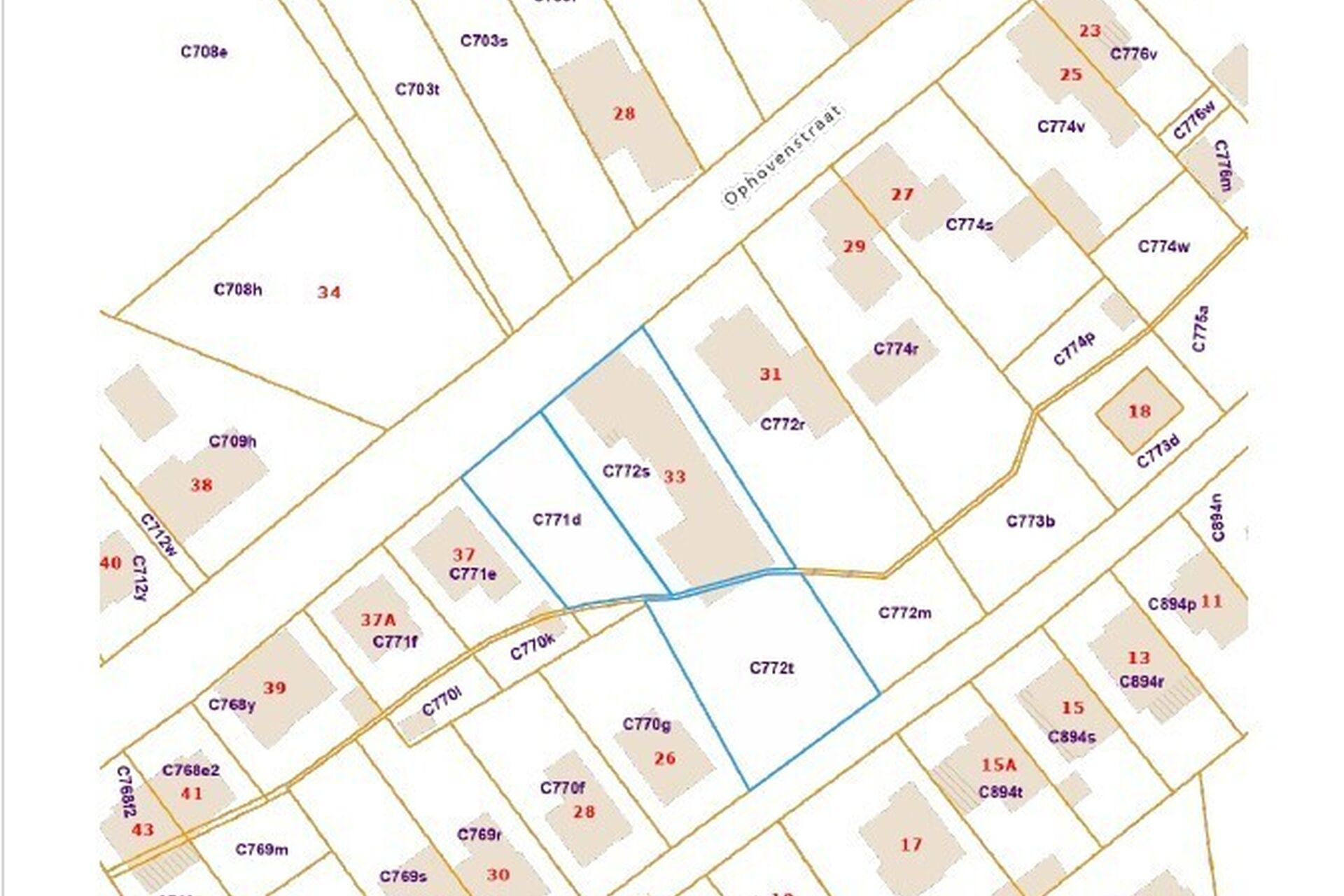 Cadgis voor de 3 percelen