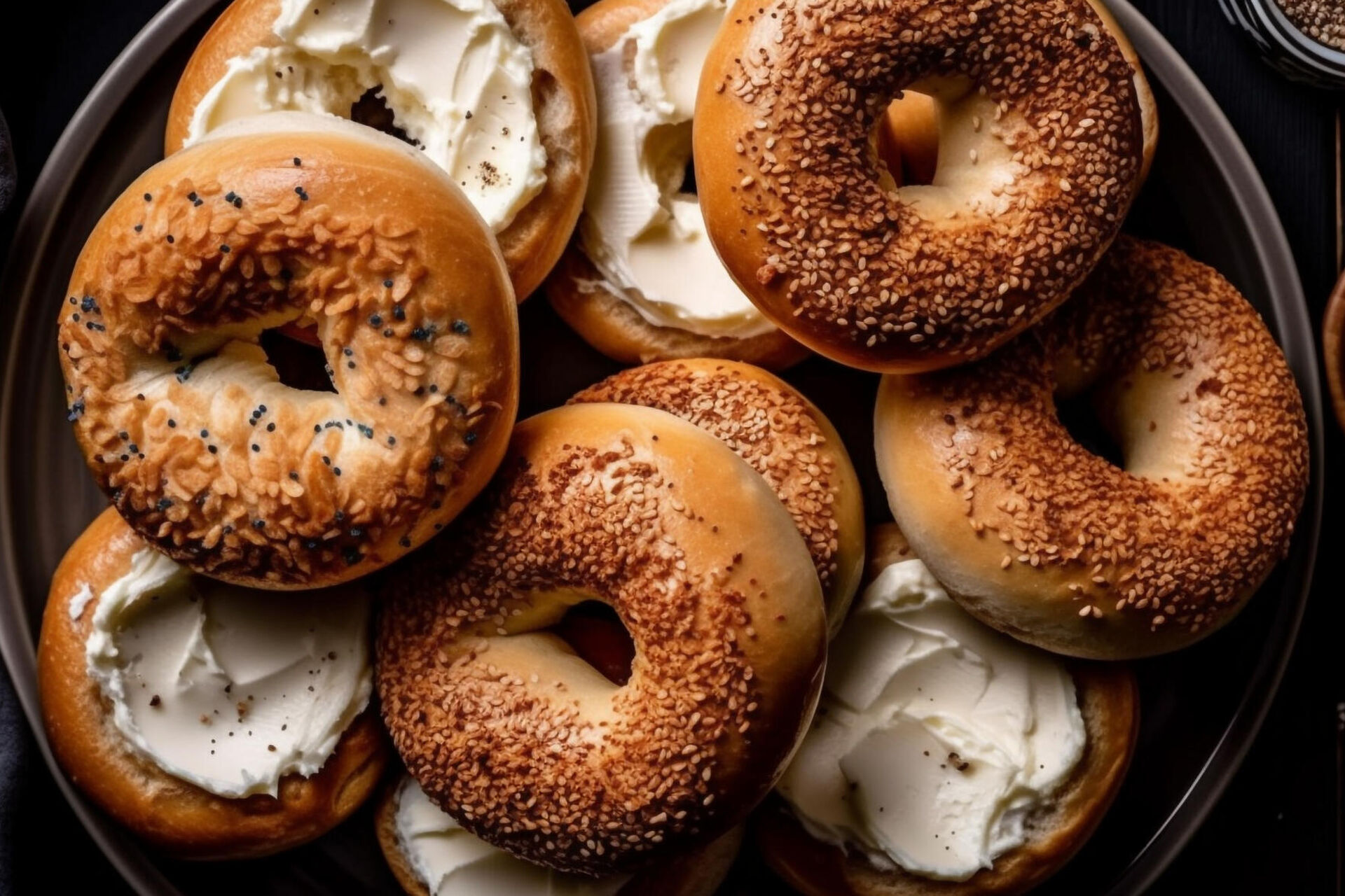 freshly-baked-bagels-with-sesame-seeds-gourmet-delight-generated-by-ai